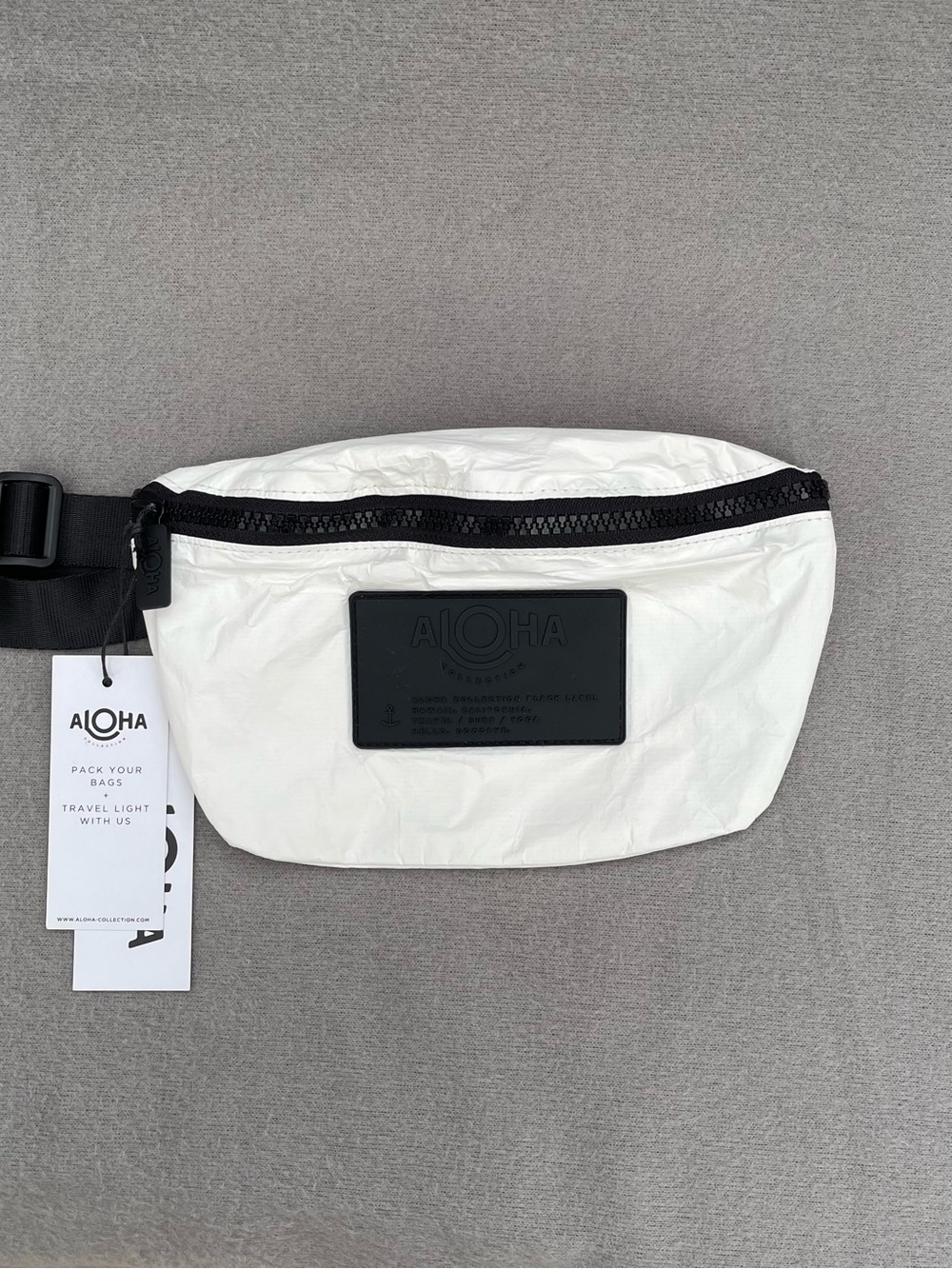 ALOHA Collection White Mini Hip Fanny Pack NWT Splash-Proof Durable Lightweight
